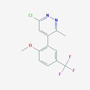 molecular formula C13H10ClF3N2O B1432896 6-氯-4-(2-甲氧基-5-(三氟甲基)-苯基)-3-甲基吡哒嗪 CAS No. 1354819-36-5