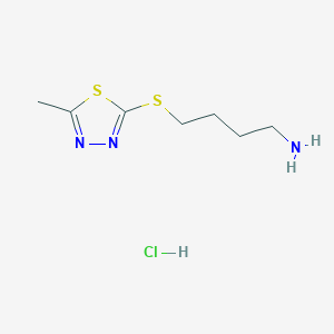 molecular formula C7H14ClN3S2 B1432897 4-((5-Methyl-1,3,4-thiadiazol-2-yl)thio)butan-1-amine hydrochloride CAS No. 1864074-26-9