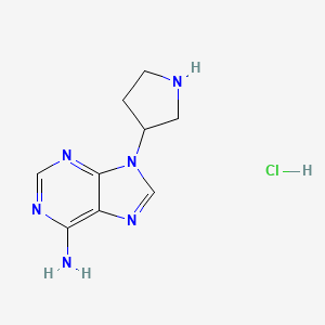 molecular formula C9H13ClN6 B1432898 9-(pyrrolidin-3-yl)-9H-purin-6-amine hydrochloride CAS No. 1864060-04-7