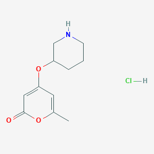 molecular formula C11H16ClNO3 B1432901 6-methyl-4-(piperidin-3-yloxy)-2H-pyran-2-one hydrochloride CAS No. 1824049-06-0
