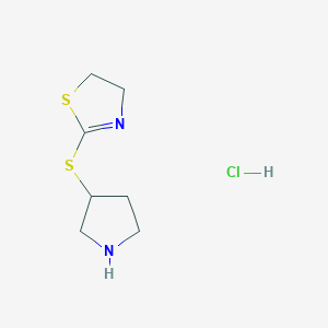 molecular formula C7H13ClN2S2 B1432909 2-(Pyrrolidin-3-ylthio)-4,5-dihydrothiazole hydrochloride CAS No. 1822674-18-9