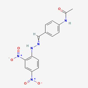 molecular formula C15H13N5O5 B14329103 N-(4-{[2-(2,4-Dinitrophenyl)hydrazinylidene]methyl}phenyl)acetamide CAS No. 101102-36-7