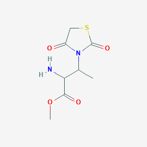 molecular formula C8H12N2O4S B1432915 Methyl 2-amino-3-(2,4-dioxothiazolidin-3-yl)butanoate CAS No. 1706431-21-1