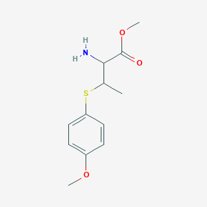 molecular formula C12H17NO3S B1432916 Methyl 2-amino-3-((4-methoxyphenyl)thio)butanoate CAS No. 1706431-14-2