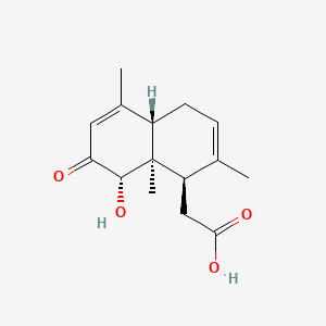 molecular formula C15H20O4 B14329475 1-Naphthaleneacetic acid, 1,4,4a,7,8,8-hexahydro-8-hydroxy-2,5,8a-trimethyl-7-oxo-, (1alpha,4aalpha,8beta,8abeta)- CAS No. 104293-66-5