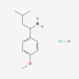 molecular formula C12H20ClNO B1432968 1-(4-Methoxyphenyl)-3-methylbutan-1-amine hydrochloride CAS No. 1864014-06-1