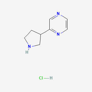 molecular formula C8H12ClN3 B1432978 2-(吡咯烷-3-基)吡嗪盐酸盐 CAS No. 1003561-82-7