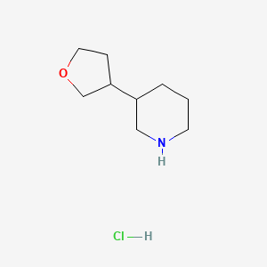 molecular formula C9H18ClNO B1432989 3-(氧杂环-3-基)哌啶盐酸盐 CAS No. 1423029-17-7