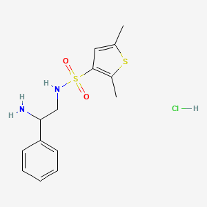 molecular formula C14H19ClN2O2S2 B1432990 N-(2-amino-2-phenylethyl)-2,5-dimethylthiophene-3-sulfonamide hydrochloride CAS No. 1423034-67-6