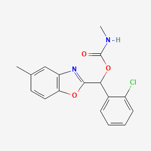 molecular formula C17H15ClN2O3 B14329949 (2-Chlorophenyl)(5-methyl-1,3-benzoxazol-2-yl)methyl N-methylcarbamate CAS No. 104029-93-8