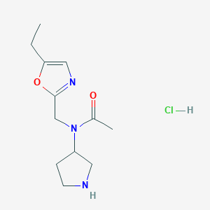 molecular formula C12H20ClN3O2 B1432995 N-[(5-乙基-1,3-恶唑-2-基)甲基]-N-(吡咯烷-3-基)乙酰胺盐酸盐 CAS No. 1421601-19-5