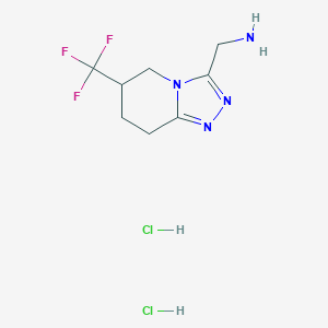 molecular formula C8H13Cl2F3N4 B1433033 [6-(三氟甲基)-5H,6H,7H,8H-[1,2,4]三唑并[4,3-a]吡啶-3-基]甲胺二盐酸盐 CAS No. 1394040-62-0