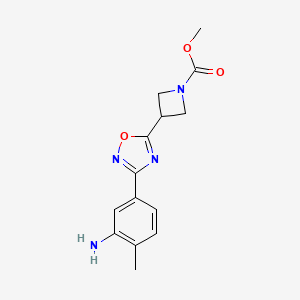 molecular formula C14H16N4O3 B1433042 Methyl 3-(3-(3-amino-4-methylphenyl)-1,2,4-oxadiazol-5-yl)azetidine-1-carboxylate CAS No. 1426135-82-1