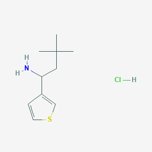 molecular formula C10H18ClNS B1433049 3,3-Dimethyl-1-(thiophen-3-yl)butan-1-amine hydrochloride CAS No. 1864014-13-0