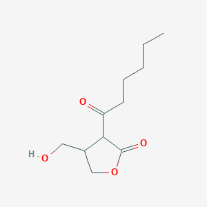 molecular formula C11H18O4 B14330493 3-Hexanoyl-4-(hydroxymethyl)oxolan-2-one CAS No. 109075-63-0