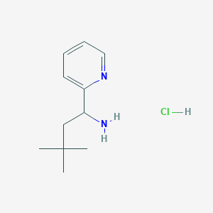 molecular formula C11H19ClN2 B1433055 3,3-Dimethyl-1-(pyridin-2-yl)butan-1-amine hydrochloride CAS No. 1864074-59-8