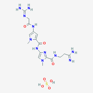 molecular formula C17H27N11O7S B14330721 N-(3-amino-3-iminopropyl)-4-[[4-[[2-(diaminomethylideneamino)acetyl]amino]-1-methylpyrrole-2-carbonyl]amino]-1-methylimidazole-2-carboxamide;sulfuric acid CAS No. 101772-41-2