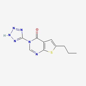 molecular formula C10H10N6OS B14330834 6-Propyl-3-(2H-tetrazol-5-yl)thieno[2,3-d]pyrimidin-4(3H)-one CAS No. 111726-11-5