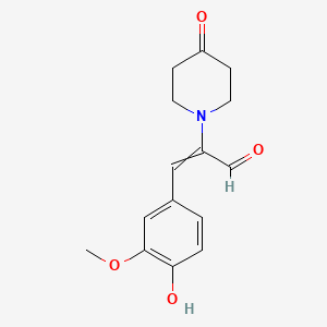 molecular formula C15H17NO4 B14330876 3-(4-Hydroxy-3-methoxyphenyl)-2-(4-oxopiperidin-1-yl)prop-2-enal CAS No. 100042-37-3