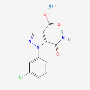 molecular formula C11H7ClN3NaO3 B14331004 1H-Pyrazole-4-carboxylic acid, 5-(aminocarbonyl)-1-(3-chlorophenyl)-, monosodium salt CAS No. 103053-26-5