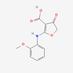 molecular formula C12H11NO5 B14331239 2-(2-Methoxyanilino)-4-oxo-4,5-dihydrofuran-3-carboxylic acid CAS No. 106212-55-9