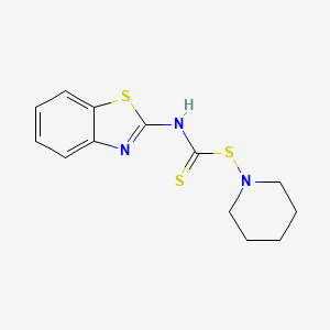 molecular formula C13H15N3S3 B14331288 N-{[(Piperidin-1-yl)sulfanyl]carbonothioyl}-1,3-benzothiazol-2-amine CAS No. 106897-30-7