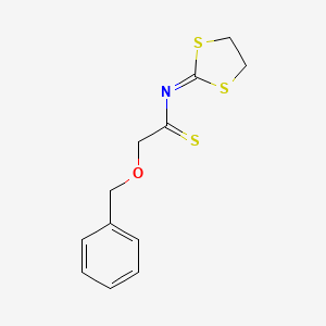 molecular formula C12H13NOS3 B14331331 (Benzyloxy)-N-(1,3-dithiolan-2-ylidene)ethanethioamide CAS No. 110307-76-1