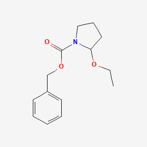 molecular formula C14H19NO3 B14331531 1-Pyrrolidinecarboxylic acid, 2-ethoxy-, phenylmethyl ester CAS No. 106412-39-9