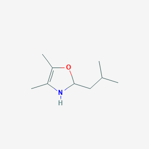 molecular formula C9H17NO B14331538 4,5-Dimethyl-2-(2-methylpropyl)-2,3-dihydro-1,3-oxazole CAS No. 98352-21-7