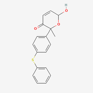 molecular formula C18H16O3S B14331543 6-Hydroxy-2-methyl-2-[4-(phenylsulfanyl)phenyl]-2H-pyran-3(6H)-one CAS No. 102285-67-6