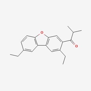 molecular formula C20H22O2 B14331580 1-(2,8-Diethyldibenzo[b,d]furan-3-yl)-2-methylpropan-1-one CAS No. 110654-02-9