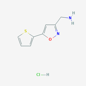 molecular formula C8H9ClN2OS B1433164 {[5-(2-噻吩基)异恶唑-3-基]甲基}胺盐酸盐 CAS No. 1323536-42-0