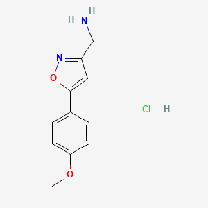 molecular formula C11H13ClN2O2 B1433178 {[5-(4-Methoxyphenyl)isoxazol-3-yl]methyl}amine hydrochloride CAS No. 1327506-57-9