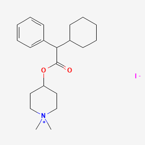 molecular formula C21H32INO2 B14331952 4-{[Cyclohexyl(phenyl)acetyl]oxy}-1,1-dimethylpiperidin-1-ium iodide CAS No. 106618-62-6