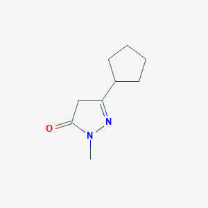 molecular formula C9H14N2O B1433205 3-环戊基-1-甲基-4,5-二氢-1H-吡唑-5-酮 CAS No. 1565403-78-2