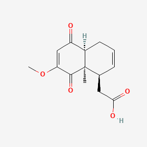 molecular formula C14H16O5 B14332056 1-Naphthaleneacetic acid, 1,4,4a,5,8,8a-hexahydro-7-methoxy-8a-methyl-5,8-dioxo-, (1alpha,4abeta,8abeta)- CAS No. 104199-07-7