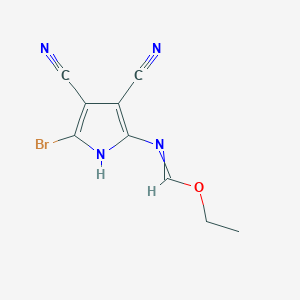 molecular formula C9H7BrN4O B14332104 Ethyl (5-bromo-3,4-dicyano-1H-pyrrol-2-yl)methanimidate CAS No. 110089-43-5