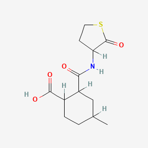 4(and 5)-Methyl-2-(((2-oxotetrahydro-3-thienyl)amino)carbonyl)cyclohexanecarboxylic acid