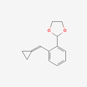 molecular formula C13H14O2 B14332275 2-[2-(Cyclopropylidenemethyl)phenyl]-1,3-dioxolane CAS No. 111653-78-2