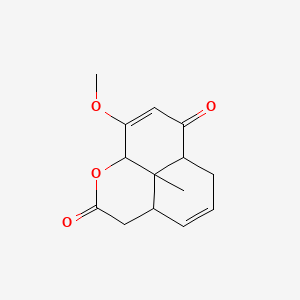 molecular formula C14H16O4 B14332281 Naphtho(1,8-bc)pyran-2,7-dione, 3,3a,6,6a,9a,9b-hexahydro-9-methoxy-9b-methyl-, (3aalpha,6abeta,9abeta,9balpha)- CAS No. 104199-21-5