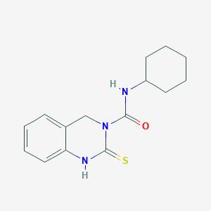 molecular formula C15H19N3OS B14332307 N-Cyclohexyl-2-sulfanylidene-1,4-dihydroquinazoline-3(2H)-carboxamide CAS No. 105623-83-4