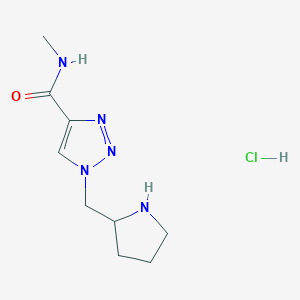 molecular formula C9H16ClN5O B1433232 N-Methyl-1-(pyrrolidin-2-ylmethyl)-1H-1,2,3-triazole-4-carboxamide hydrochloride CAS No. 1707367-52-9