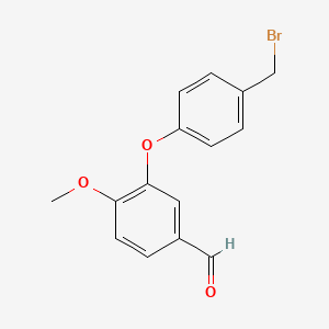 molecular formula C15H13BrO3 B14332615 Benzaldehyde, 3-[4-(bromomethyl)phenoxy]-4-methoxy- CAS No. 111436-61-4