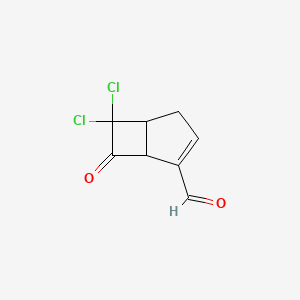 molecular formula C8H6Cl2O2 B14332792 6,6-Dichloro-7-oxobicyclo[3.2.0]hept-2-ene-2-carbaldehyde CAS No. 97517-24-3