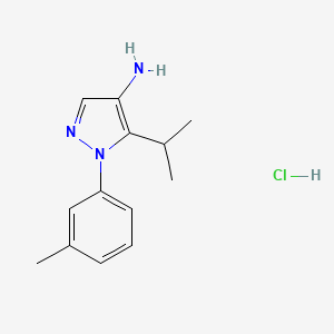 molecular formula C13H18ClN3 B1433298 1-(3-methylphenyl)-5-(propan-2-yl)-1H-pyrazol-4-amine hydrochloride CAS No. 1803571-53-0