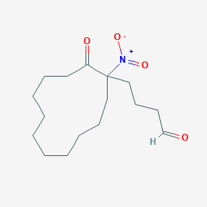 molecular formula C16H27NO4 B14333062 Cyclododecanebutanal, 1-nitro-2-oxo- CAS No. 109797-21-9