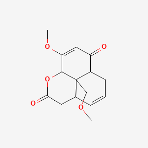 molecular formula C15H18O5 B14333173 Naphtho(1,8-bc)pyran-2,7-dione, 3,3a,6,6a,9a,9b-hexahydro-9-methoxy-9b-(methoxymethyl)-, (3aalpha,6abeta,9abeta,9balpha)- CAS No. 104199-23-7