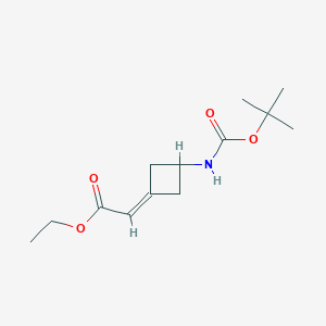 molecular formula C13H21NO4 B1433327 Ethyl 2-(3-(tert-butoxycarbonylamino)cyclobutylidene)acetate CAS No. 1463522-73-7