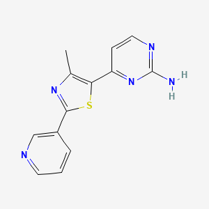 molecular formula C13H11N5S B1433342 4-[4-甲基-2-(吡啶-3-基)-1,3-噻唑-5-基]嘧啶-2-胺 CAS No. 1055069-00-5