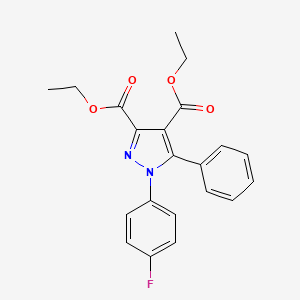 molecular formula C21H19FN2O4 B14333554 1h-pyrazole-3,4-dicarboxylic Acid, 1-(4-florophenyl)-5-phenyl-, Diethyl Ester CAS No. 96722-82-6